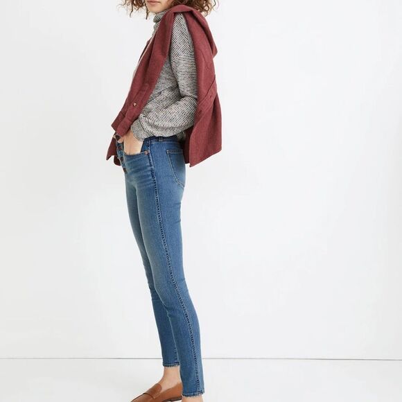 Madewell 10” High-Rise Skinny Jeans Dewitt Wash Size 25 Button Front Denim - Picture 2 of 7